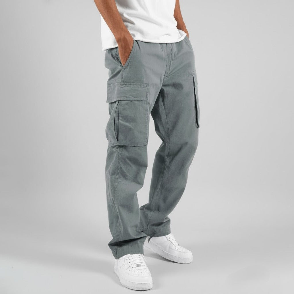 Relaxed Fit Cargo Pants with Side Pockets for Men, Plus Size