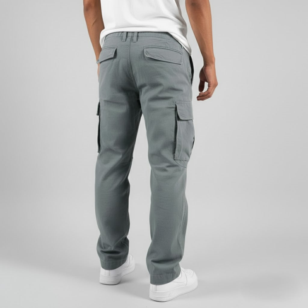 Relaxed Fit Cargo Pants with Side Pockets for Men, Plus Size
