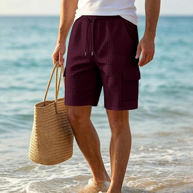 Textured Drawstring Shorts for Men, Plus Size