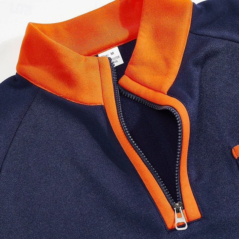 Quarter-Zip Colour Block Pullover for Men