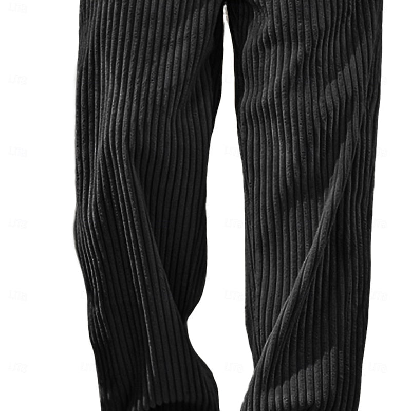 Relaxed Ribbed Wide-Leg Pants for Men