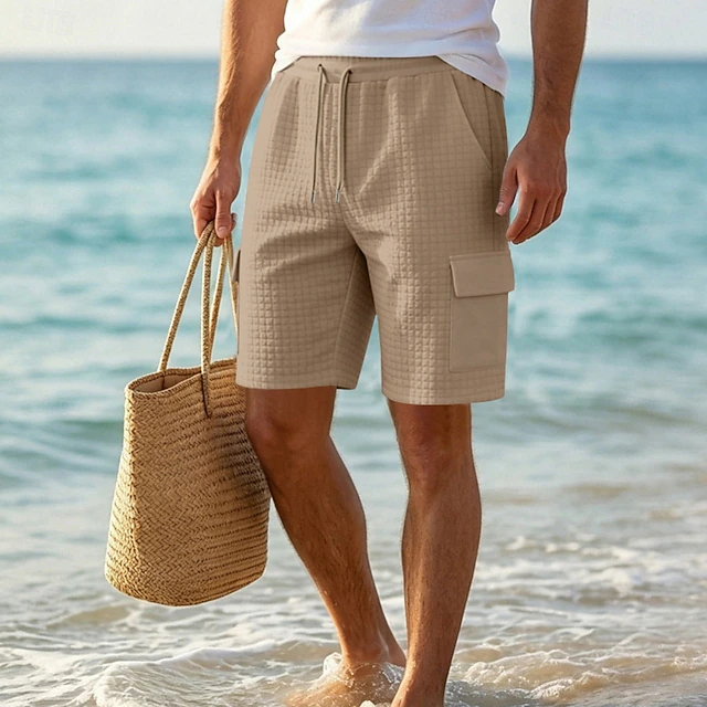 Textured Drawstring Shorts for Men, Plus Size