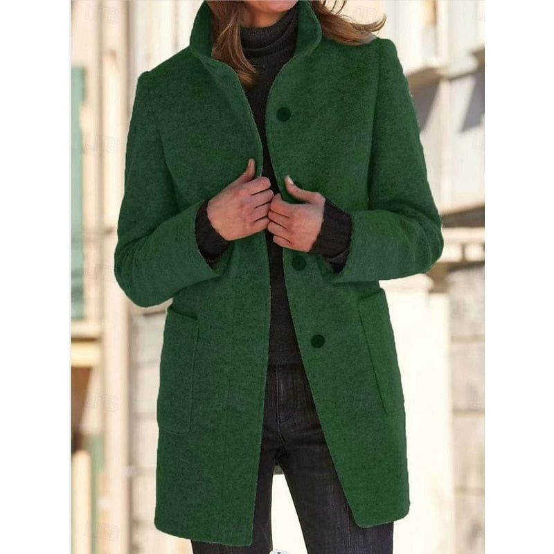 Refined Stand-Collar Coat for Women, Plus Size