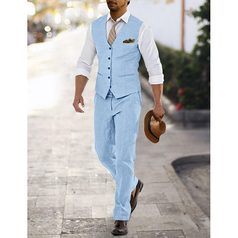 Tailored Summer Two-Piece Set for Men, Plus Size