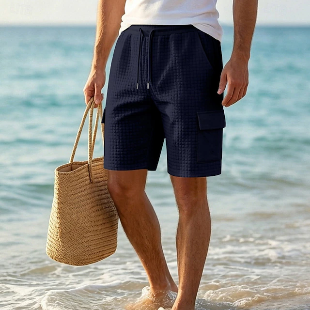 Textured Drawstring Shorts for Men, Plus Size