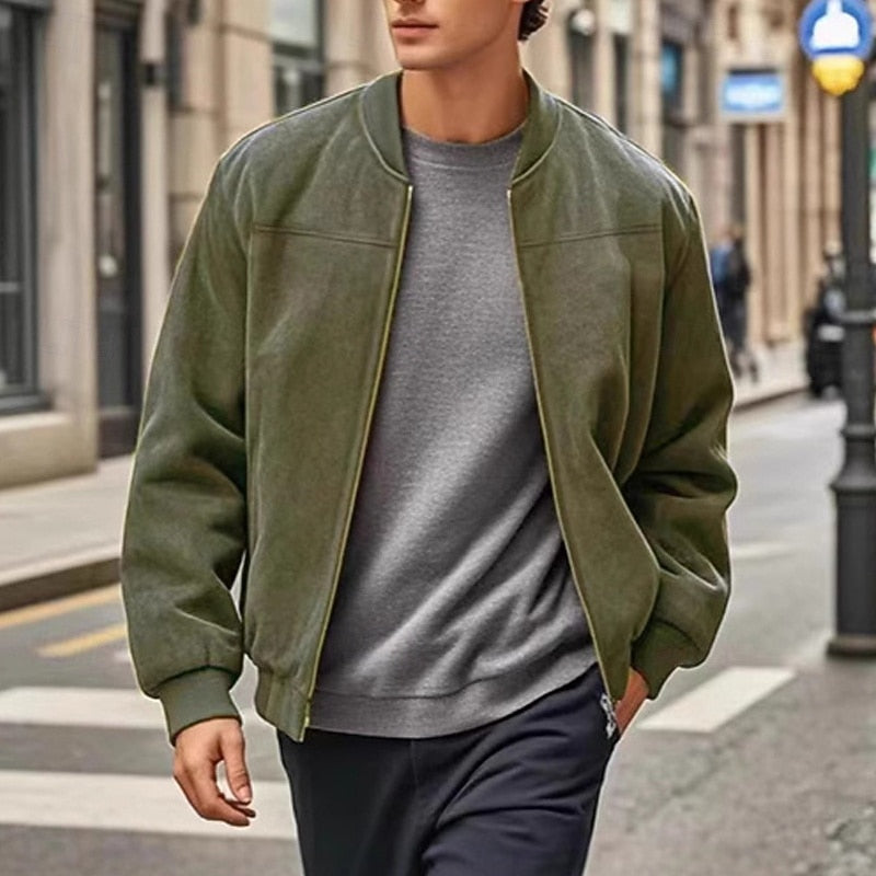 Stand-Collar Zip Jacket for Men, Plus Size