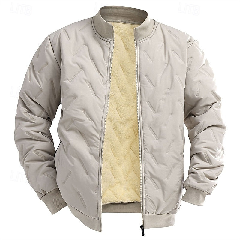Textured Quilted Bomber Jacket for Men, Plus Size