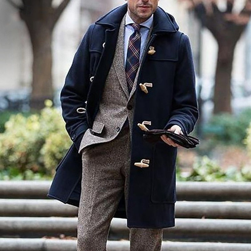 Hooded Toggle Overcoat for Men, Plus Size
