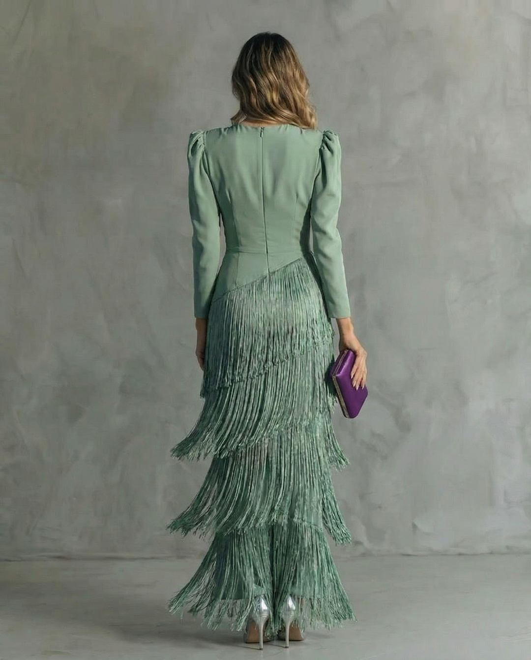 Flowy V-Neck Long Sleeve Dress for Women