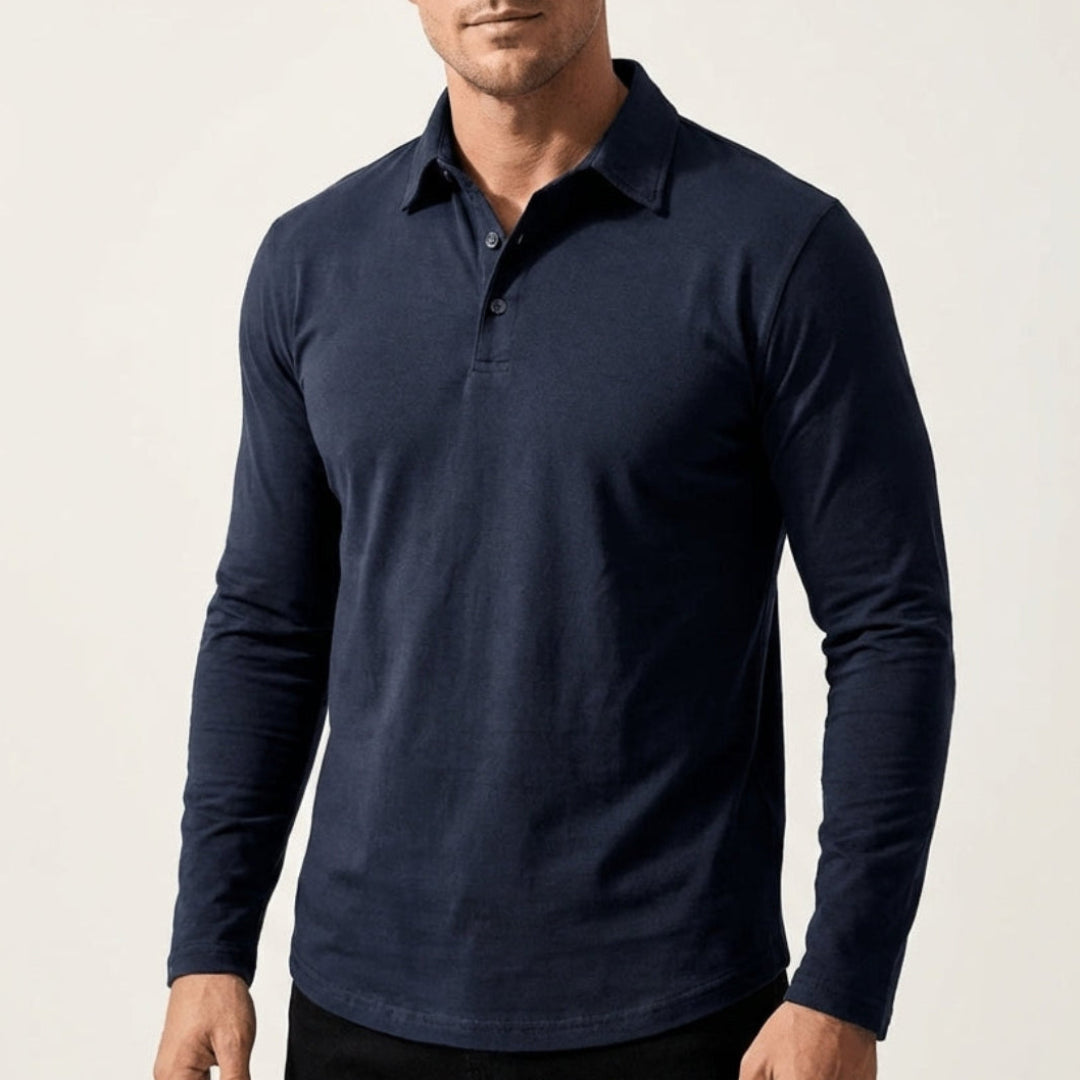 Casual Long Sleeve Collared Polo for Men