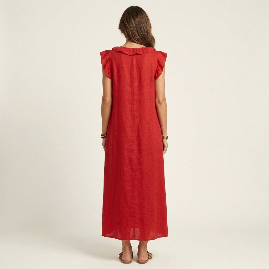 Ruffle V-Neck Maxi Dress for Women