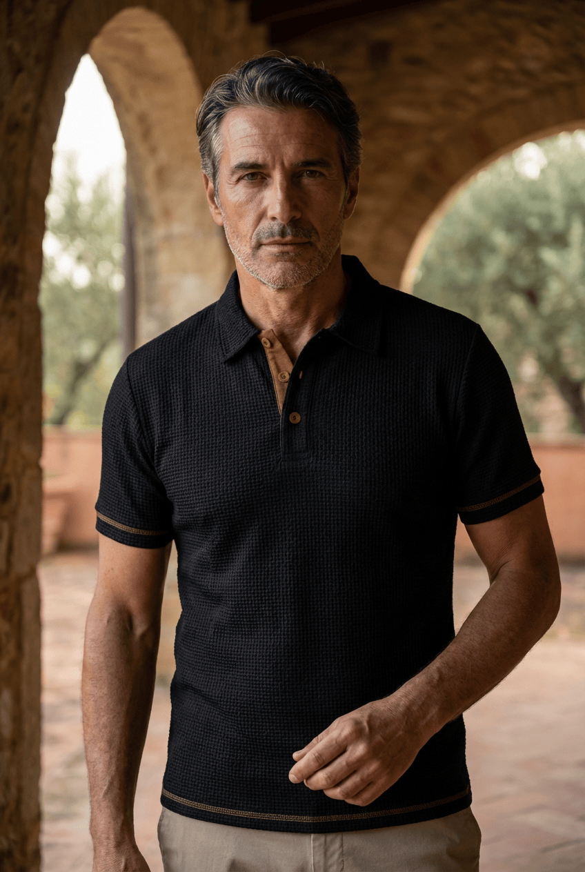 Refined Textured Polo Shirt for Men, Plus Size