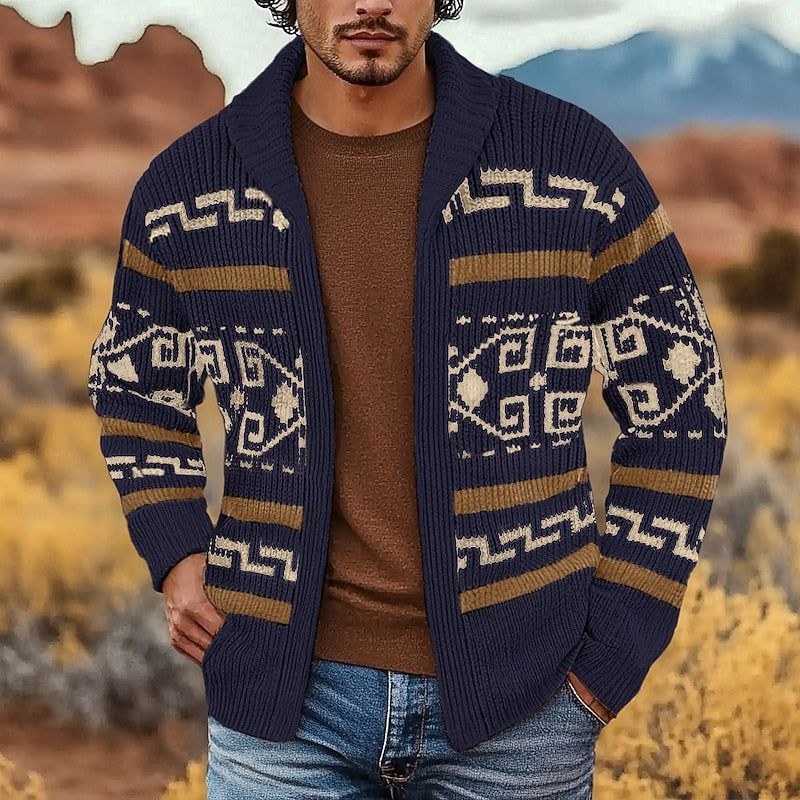 Patterned Zip Cardigan for Men