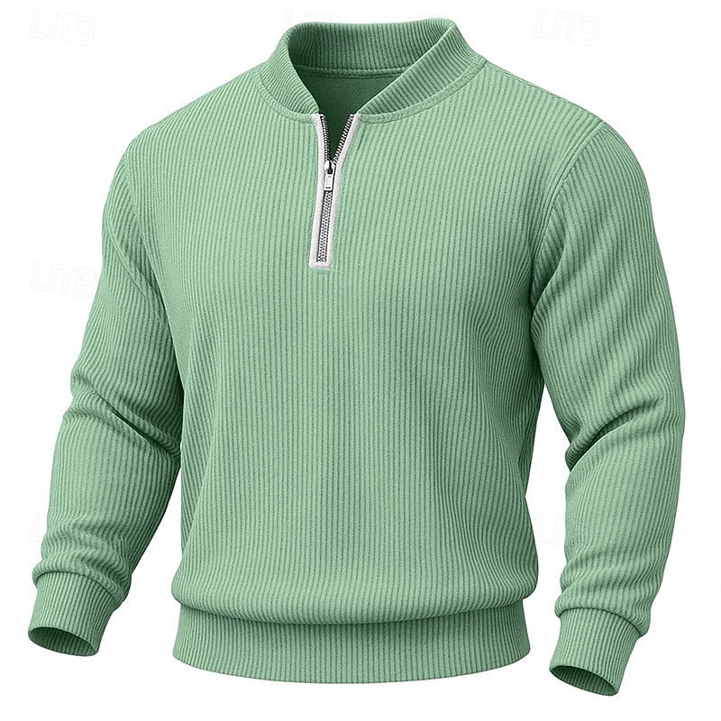 Ribbed Quarter-Zip Pullover for Men