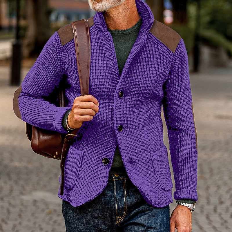 Textured Knit Cardigan for Men