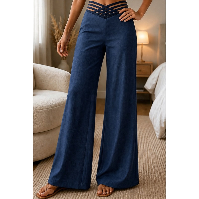High-Waist Wide-Leg Trousers for Women, Plus Size