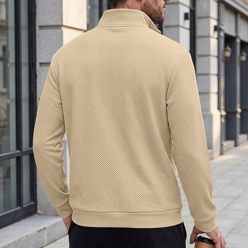 Quarter-Zip Pullover for Men, Textured Style