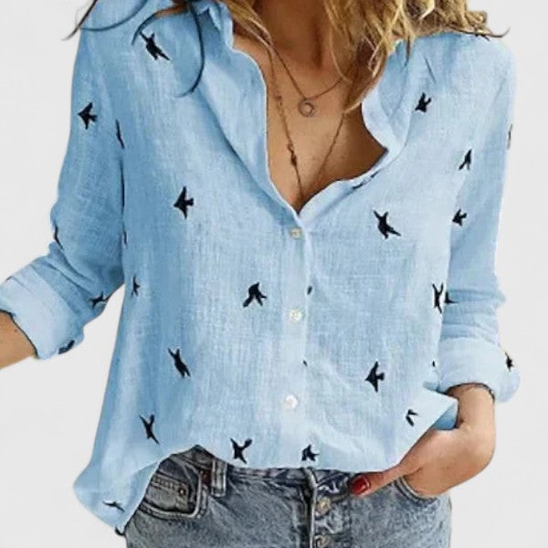 Button-Up Blouse for Women, Relaxed Style