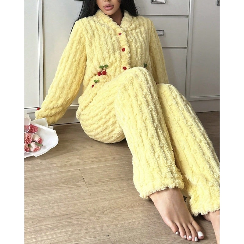 Cherry Two-Piece Set for Women, Cozy Style