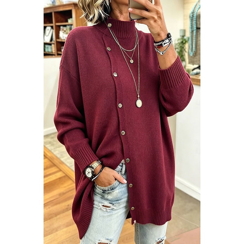 Longline Button-Front Cardigan for Women