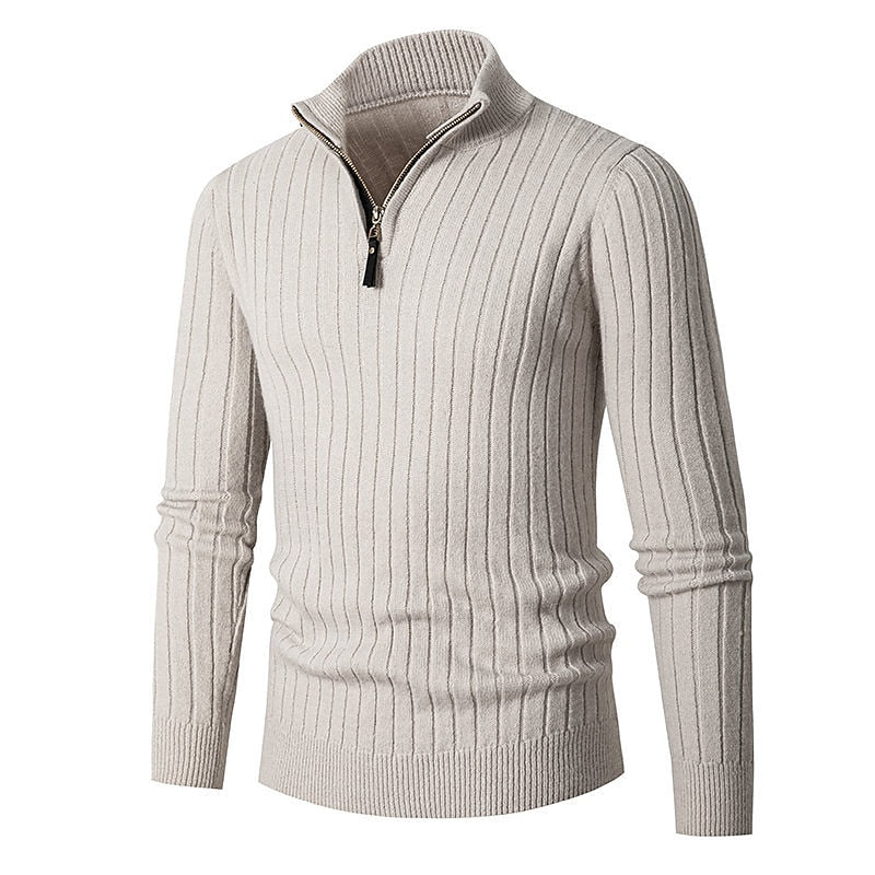Ribbed Quarter-Zip Sweater for Men, Plus Size