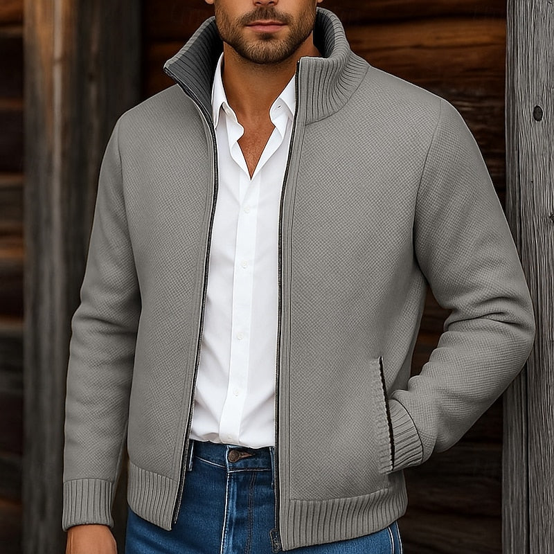 Men's Stand-Collar Zip Cardigan