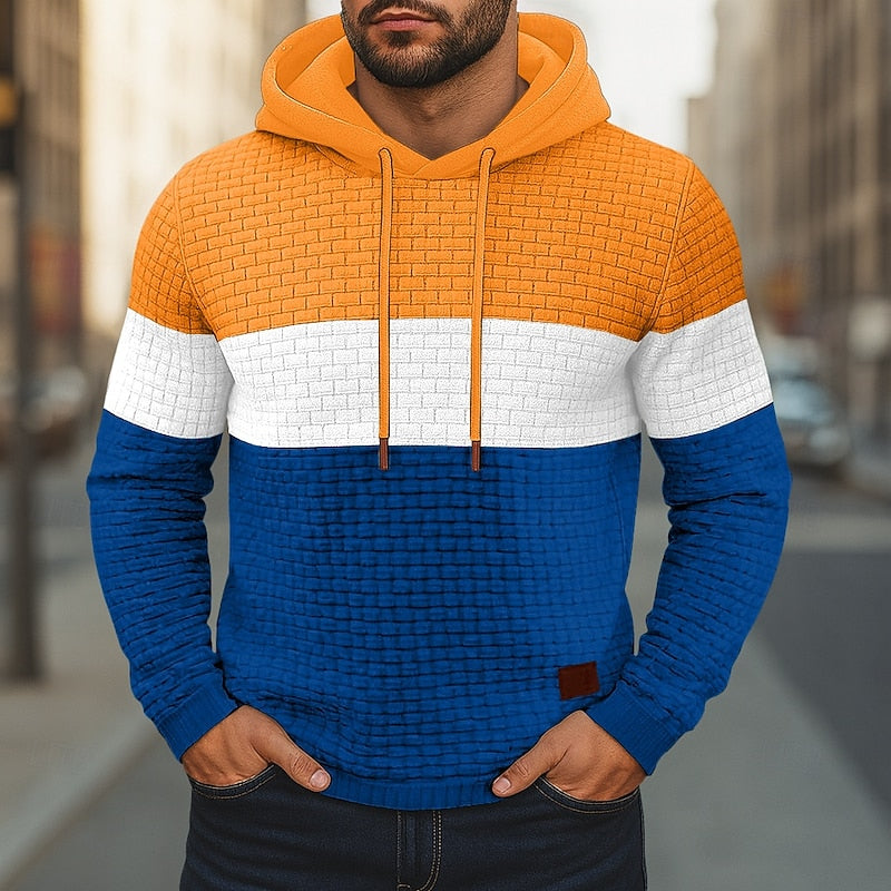 Men's Color-Block Textured Hoodie