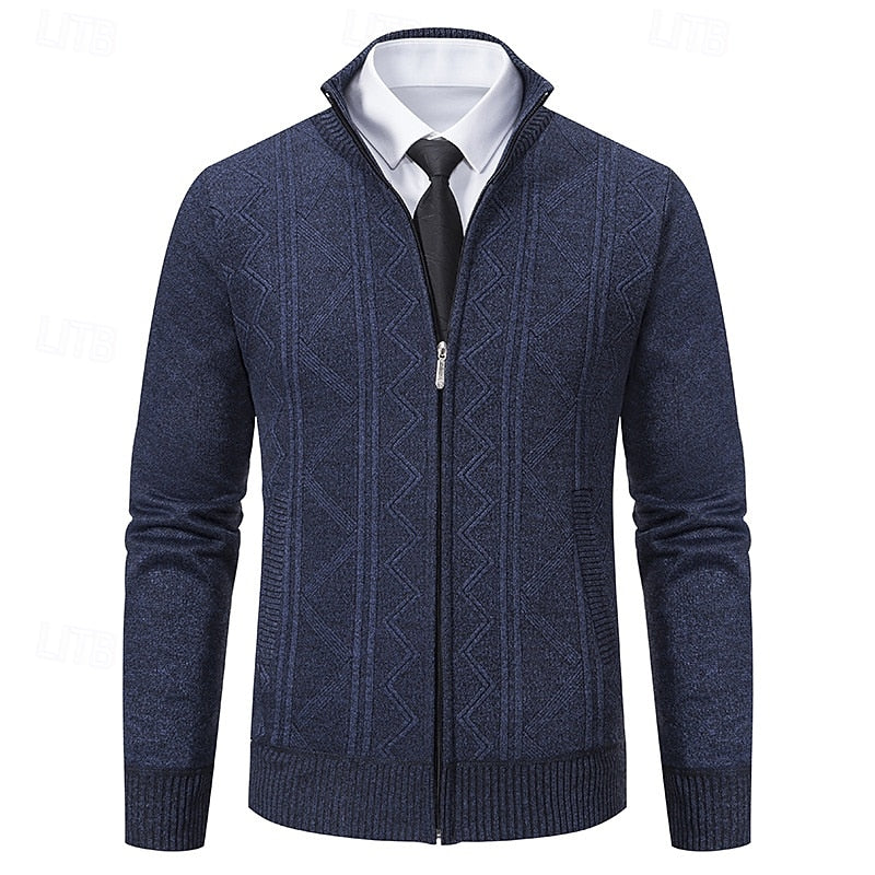 Textured Zip-Up Cardigan for Men