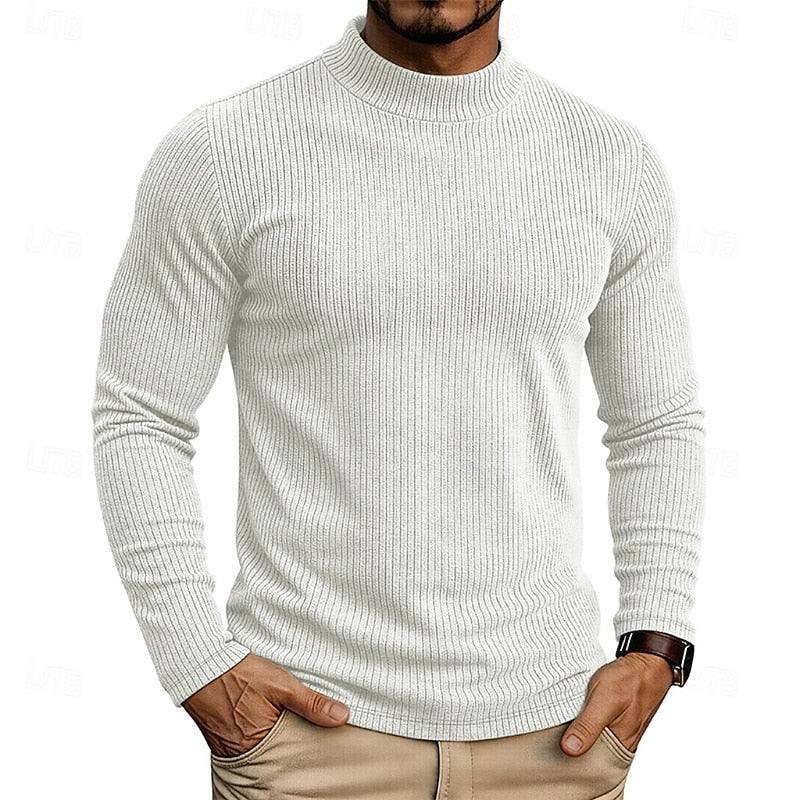Ribbed Mock-Neck Top for Men, Plus Size