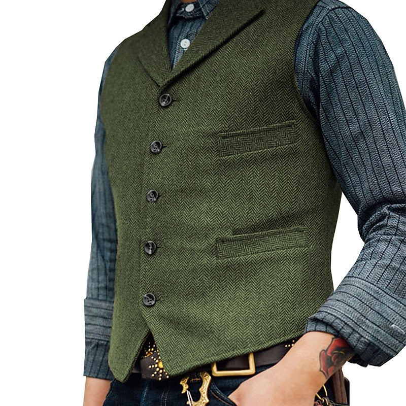 Herringbone Tailored Waistcoat for Men