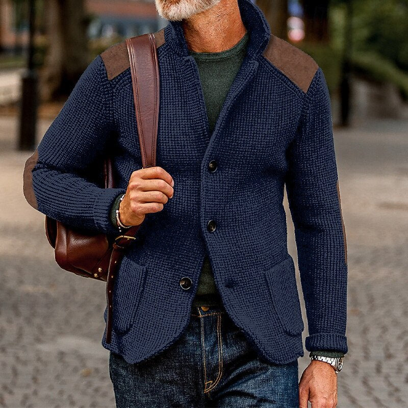 Textured Knit Cardigan for Men