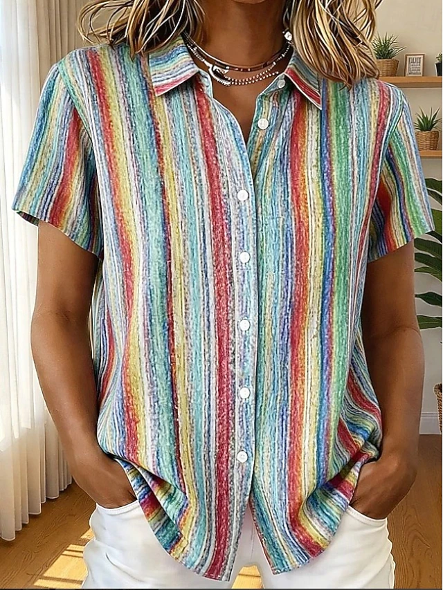 Artful Short-Sleeve Shirt for Women