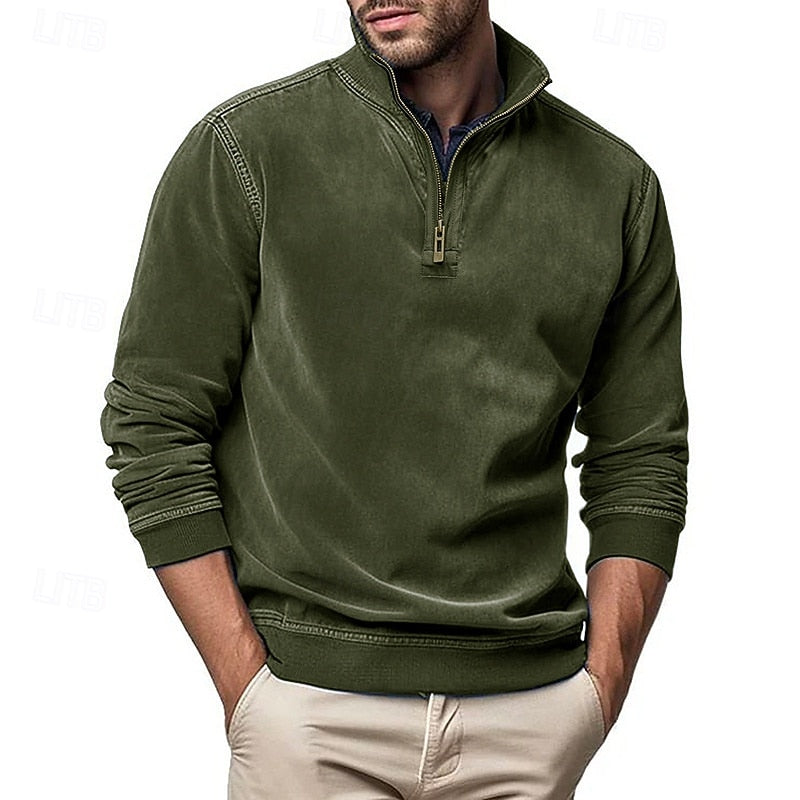 Quarter-Zip Stand-Collar Sweatshirt for Men