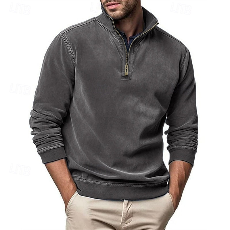Quarter-Zip Stand-Collar Sweatshirt for Men