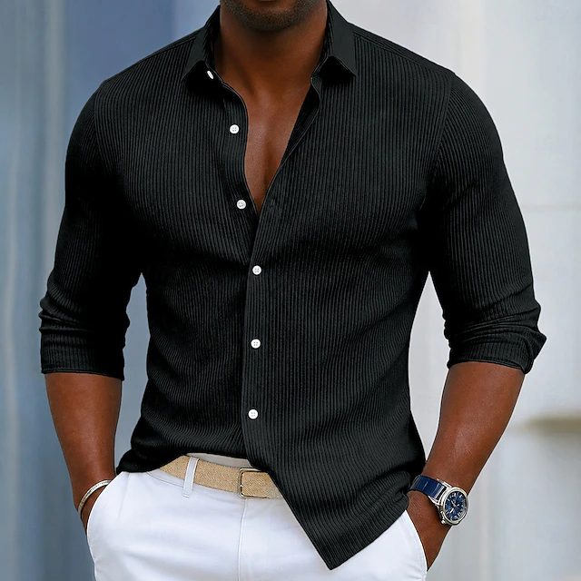 Textured Long-Sleeve Shirt for Men