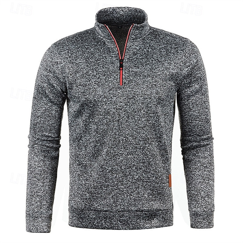 Quarter-Zip Textured Pullover Sweater for Men, Plus Size