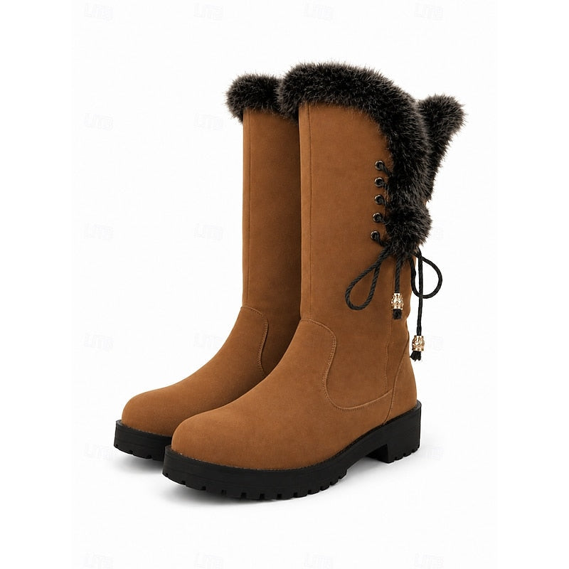 Fur-Trimmed Knee-High Winter Boots for Women
