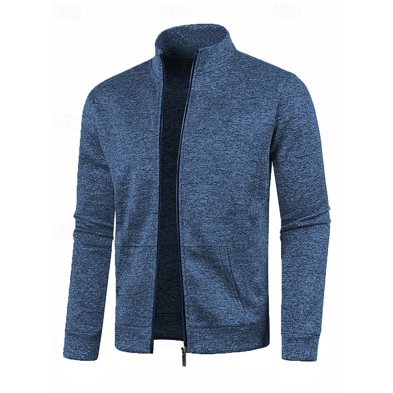Full-Zip Stand Collar Jacket for Men, Plus Size