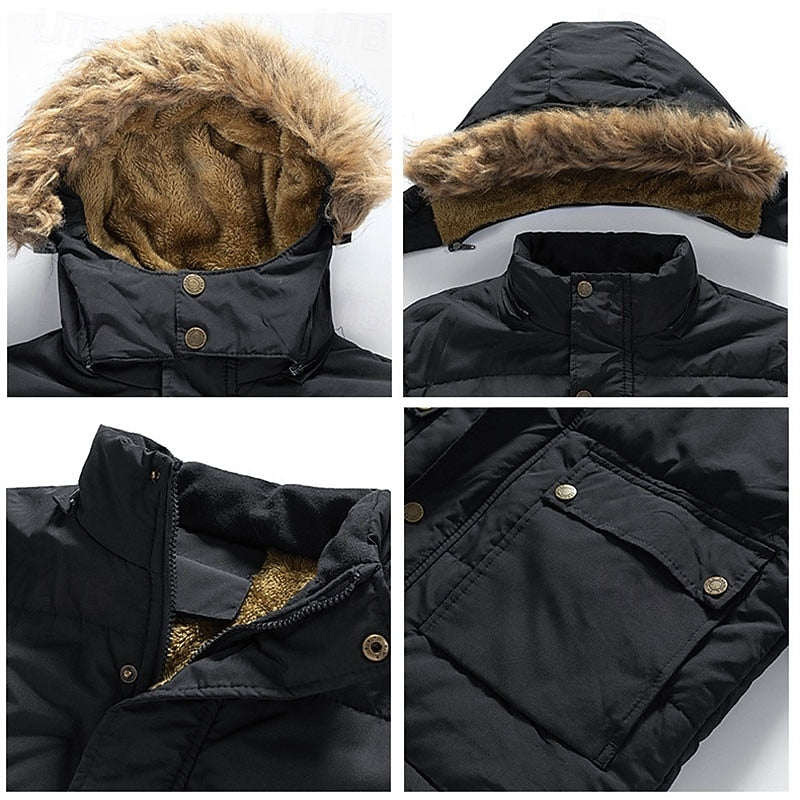 Insulated Hooded Parka for Men, Plus Size