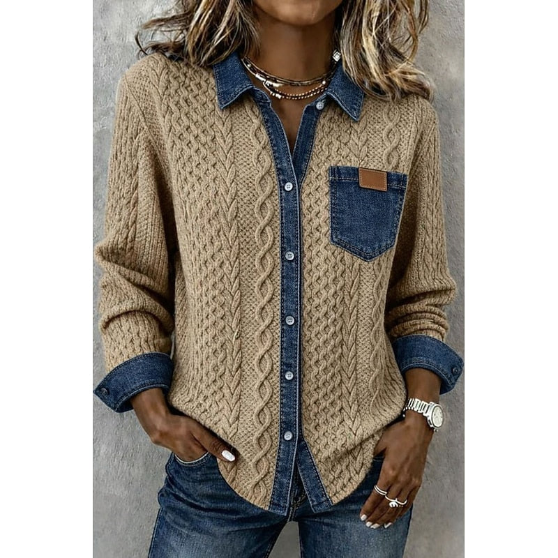 Textured Contrast Shirt for Women