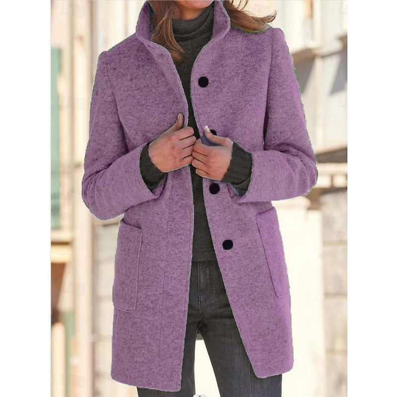 Refined Stand-Collar Coat for Women, Plus Size