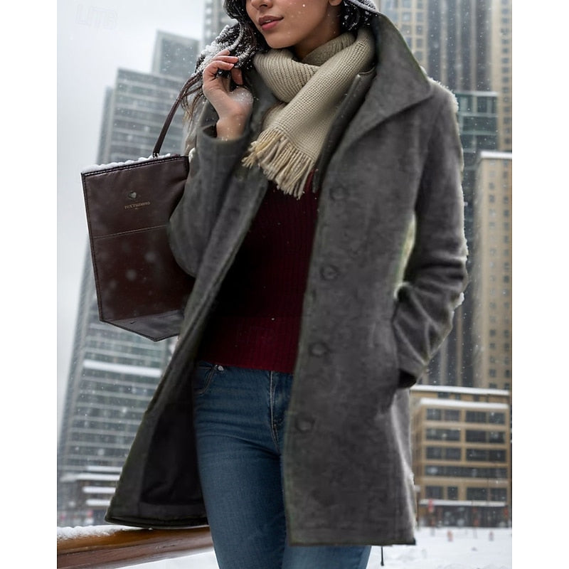 Turndown Collar Coat for Women, Timeless Style