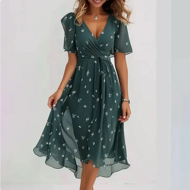 V-Neck Short-Sleeve Summer Dress for Women