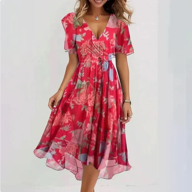 V-Neck Short-Sleeve Summer Dress for Women