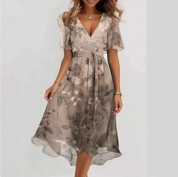 V-Neck Short-Sleeve Summer Dress for Women