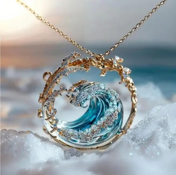 Ocean Wave Necklace for Women, Elegant Style