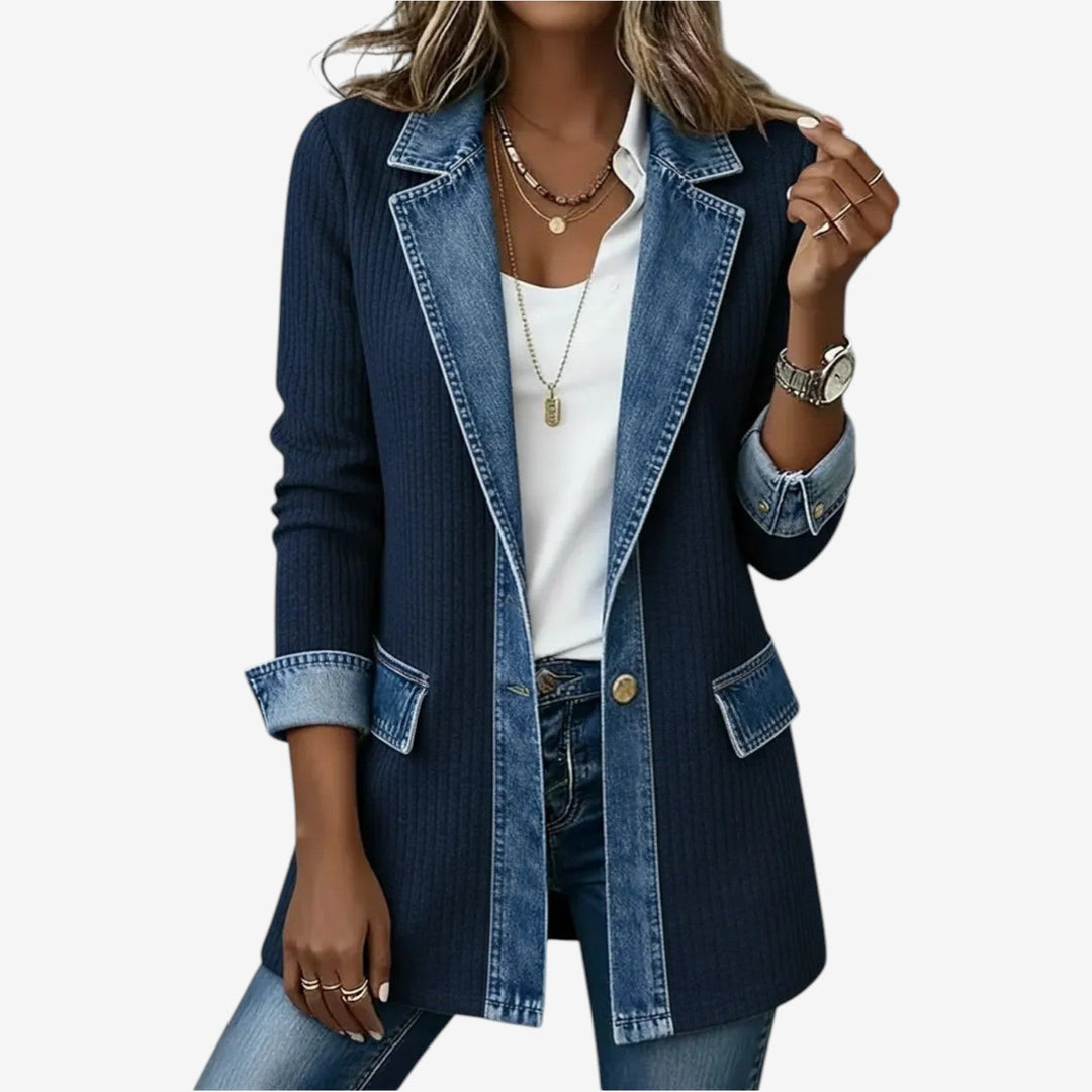 Layered Collar Button Jacket for Women, Elegant Style