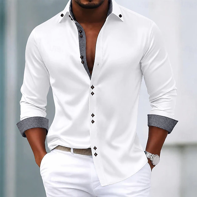Color-Accent Shirt for Men, Refined Style