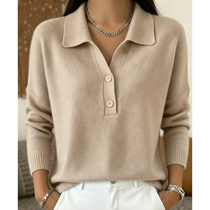 Collared Button Pullover, Women's Refined Fit