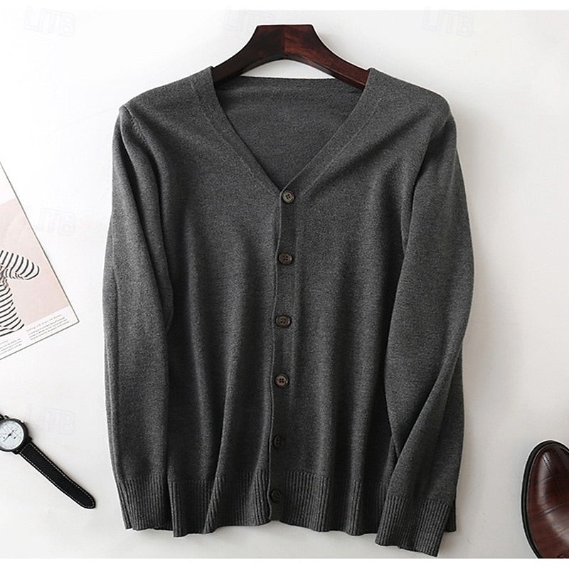 Refined V-Neck Cardigan for Men, Plus Size